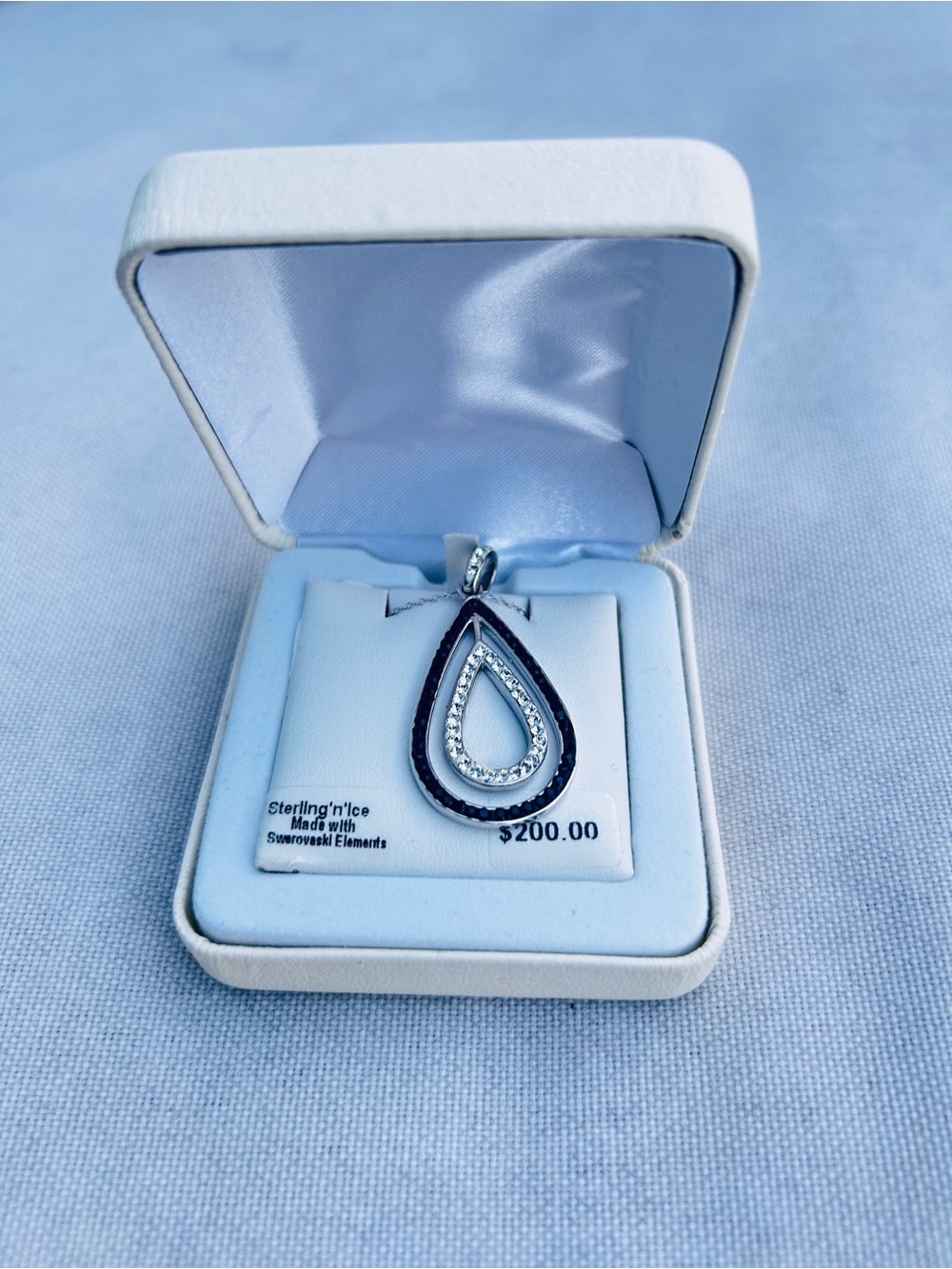 Sterling ’n’ Ice Swarovski Elements Black Teardrop Necklace